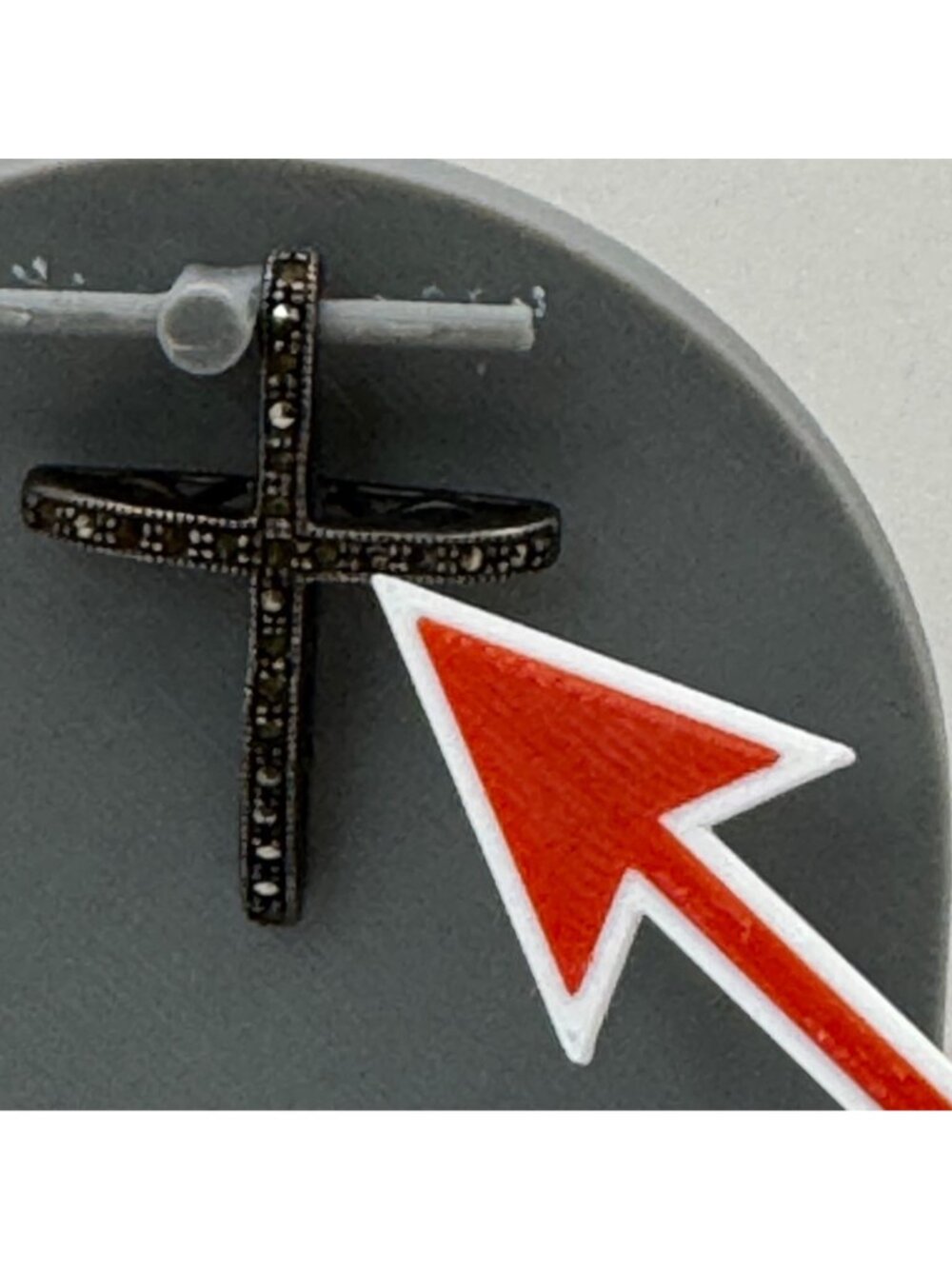 Sterling Silver Marcasite Cross Pendant Charm 5g Vintage Religious Jewelry READ - Picture 3 of 14